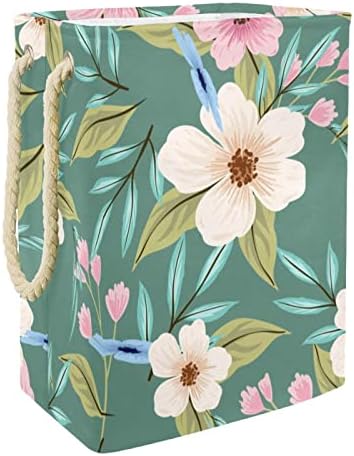 Inomer Flores pintadas coloridas naturais Lavanderia grande cesto de roupas prejudiciais à prova d'água cesta de