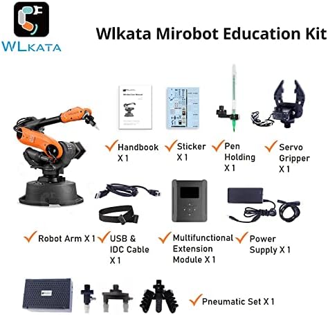 Wlkata Mirobot Kit educacional 6 eixo robô Mini Gripper Gripper Arm leve Arm robótico de mesa de mesa