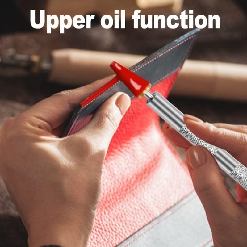 Ferramentas de borda de borda de ponta dupla ferramentas de modelagem de borda de couros de borda com caneta com aplicador de óleo redondo e cônico a0kf -