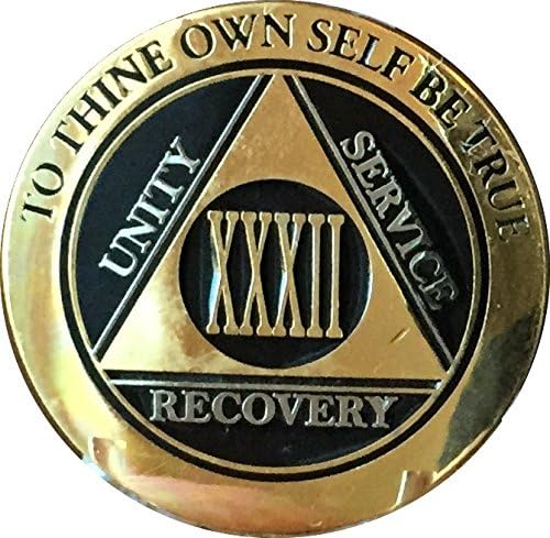 Recoverychip 32 anos AA Medallion elegante Black Gold Silver Biplated Chip