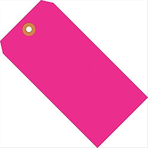 Tags de remessa Aviditi, 4 1/4 x 2 1/8, 13 pt, rosa fluorescente, com ilhas reforçadas, para identificar ou endereçar itens que não podem ser rotulados e para remessas de código colorido, caso de 1000