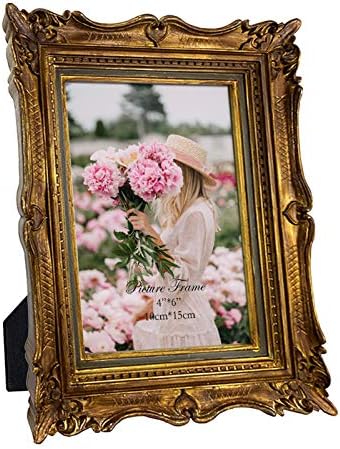 Pharege 4x6 Vintage Bronze Gold Picture Frame, 4 por 6 Ornate Antique Picture Mold para casamento, moldura de foto