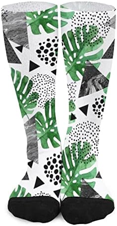 Planta tropical de geometria meias engraçadas sobre as meias de meias altas de bezerro correspondência de cores para homens