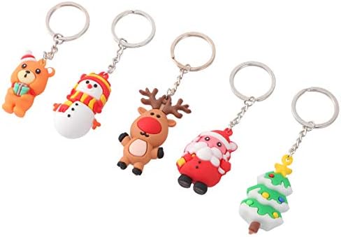 Abaodam 5 PCs Cartoon Kichain Christmas temática Keyring Keyring Key Creative Holding Pinging para a festa de Natal