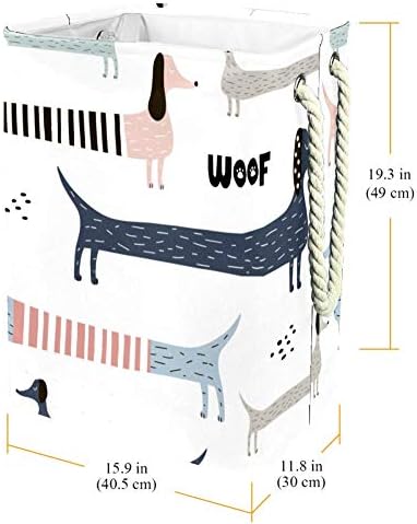 UNICEY Scandinavian Dachshund Dogs Cesto de lavanderia cesto de armazenamento à prova d'água com alças para o dormitório da faculdade