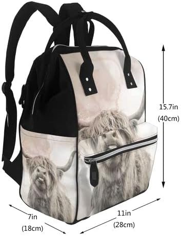 Retrato doméstico e doméstico de mochila de bolsa de fraldas de vaca nas montanhas, bolsa de bebê multifuncional, bolsas de fraldas