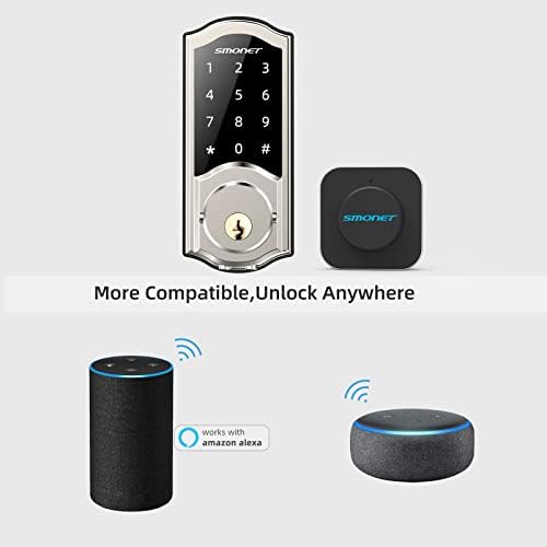 Alexa Wi-Fi Porta Lock-Smonet 5 em 1 controle remoto Smart Boltful Lock de bloqueio para a porta da frente, travas de entrada
