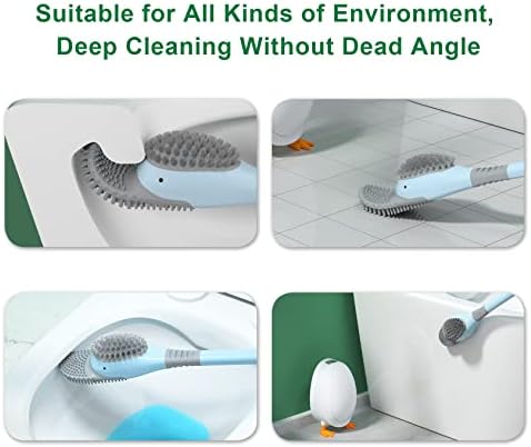 Escova de vaso sanitário para banheiro com conjunto de suporte, escova de limpador de vaso sanitário de silicone, escova de