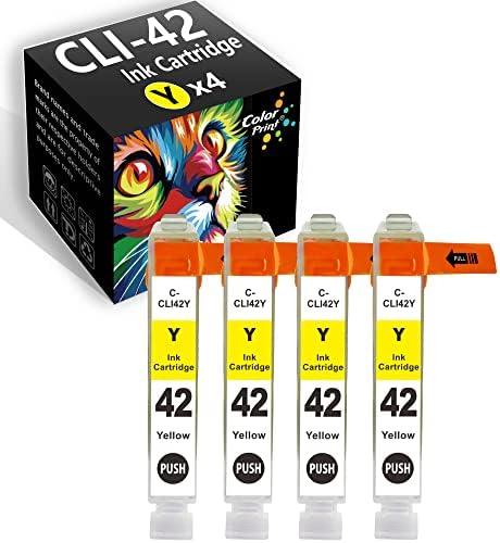 Substituição de cartuchos de tinta compatível com impressão colorida de 4 pacotes para o cli 42 CLI42Y CLI-42Y Trabalho