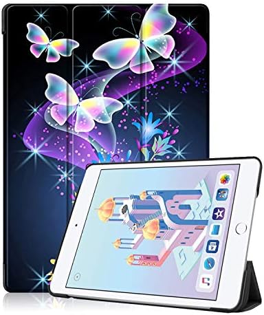 Caso ANVAS para iPad Mini 5 2019, cobertura permanente de protetor de casca e slim de casca de luz com despertar/sono automático para o novo iPad mini 5º geração de 7,9 polegadas, Echoes roxos de borboleta