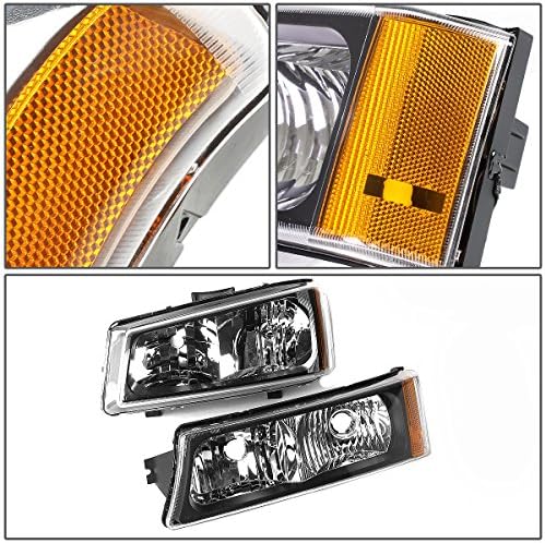 Farol lateral de âmbar preto+lâmpadas para pára-choques+kit de ferramentas compatíveis com Chevy Avalanche Silverado 03-07 sem revestimento de fábrica