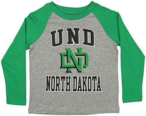 Constante de manga longa do garoto da NCAA, camiseta raglan, estadual de Dakota do Norte Bisons Large