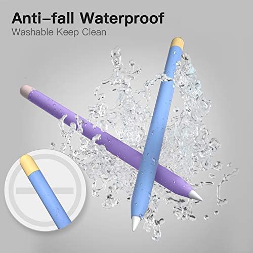 Caixa PZOZ Compatível com Apple Pencil 1ª Geração, Anti-Fall Silicone Protector Sleeve Ipncil Grip Tampa de capa de capa de caneta Pocket Stick Stick Kit para iPad 8th 10.2 /Air 9.7