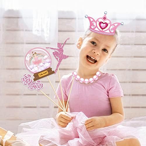 Adeços de cabine de foto da bailarina da floresta rosa, tema de balé engraçado Selfie Props Photography Beddrop Decorações para meninas Princess Birthday Baby Charfoche Party Supplies