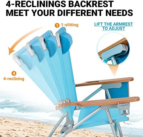 WeJoy de grandes dimensões de cadeira de praia de 4,464, dobrando cadeiras de praia reclináveis ​​para cadeira portátil