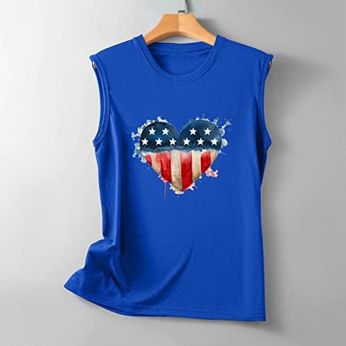 4 de julho Tank Top Women American Flag Heart Graphic Tees USA Estrelas listradas camisas sem mangas Independence Day Colet Tops