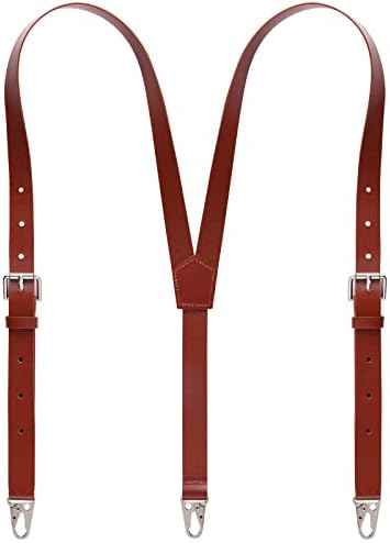 Ringsun Suspenders de couro genuíno para homens, Y Design Suspenders de couro