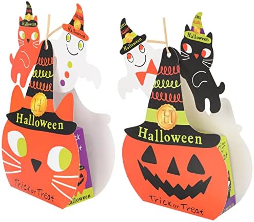 AMOSFUN CAT Party Favors 10pcs Adorável Shape Halloween Treat Boxes Halloween Party Party Biscuit Candy Snack Boxes