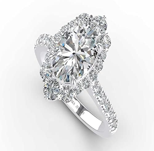 Anéis de noivado de jóias de maka paka para mulheres com certificação GRA, anéis de halo de prata esterlina com 18k de ouro branco df vvs moissanite anéis de casamento