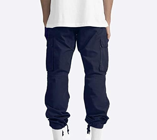 Calças de carga masculina Moda de cor sólida calça de bolso múltipla esporte ao ar livre Fitness Casual Pants Sweatpante