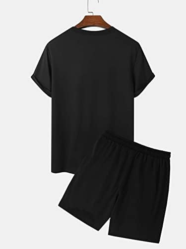 Roupas de duas peças do NIBHZ para homens desenhos animados e shorts gráficos de slogan e shorts de cordão