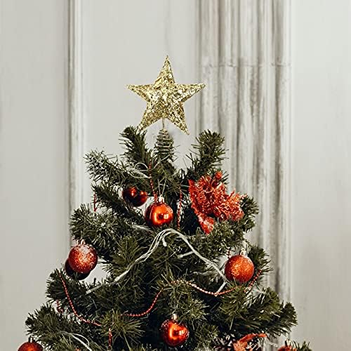 Decoração Hollow Hollow Try-top Tree Star Star de cinco pontas decoração de casa de Natal Bolas de decorações de Natal