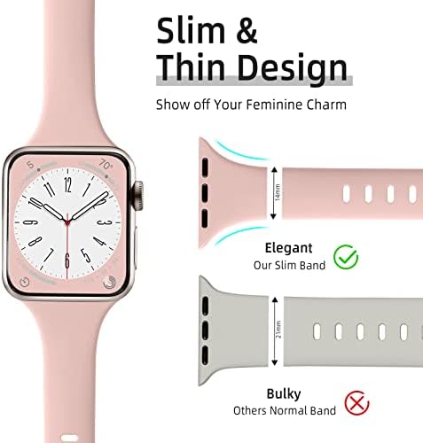 Lerobo 6 Pack Bands Slim Compatível com Apple Watch Band 40mm 38mm 44mm 42mm 41mm 45mm Para homens, Silicone Silicone Sport Sport Straping Substitui