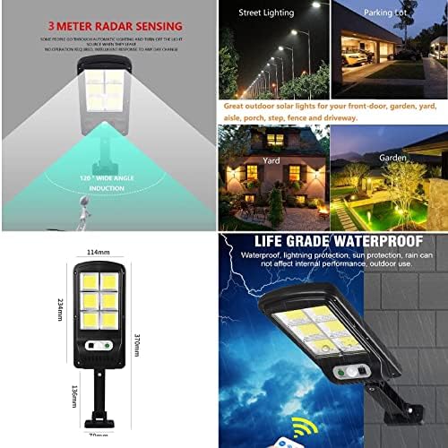 Luzes da rua solar - 6000 lúmens 120 LED LUZES DE FLUSH SOLAR DE SOLAR DE SENSOR DE MOVIMENTO com 3 modos de iluminação para porta da frente, jardim, quintal, garagem, caminho