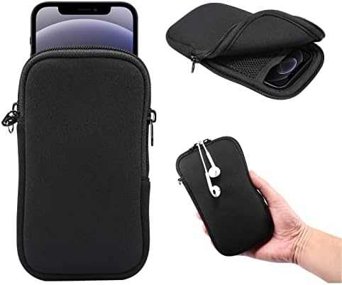 Zip Slim Neoprene Sleeve de telefone celular, bolsa de carteira de bolso de malha para Samsung Galaxy S22 S21 A01