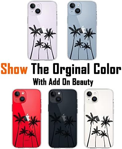 Kexaar iphone 14 estojo, iphone 14 fofo com flores, para meninas mulher, design floral de design floral folhas de palmeira