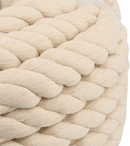 Lexinin 65 pés x 1 polegada Cordão de algodão, corda de macram de 25 mm bege, corda de algodão torcido macio para artesanato,