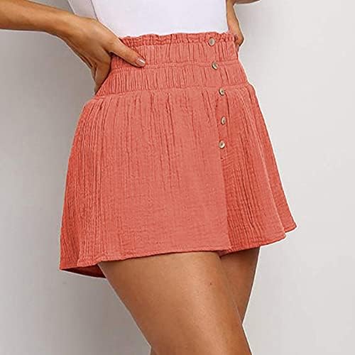 Shorts de linho de algodão para mulheres casuais shorts de cintura alta solta lounge de short confortável shorts