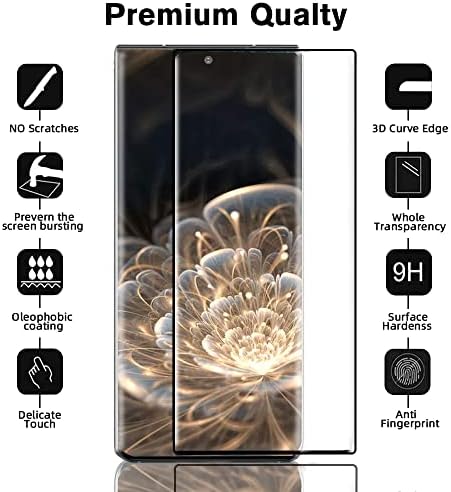 2 Pacote Galaxy S22 Protetor de tela Ultra, Protetor de tela de vidro temperado HD e protetor de vidro temperado com privacidade,