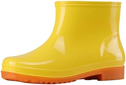 Botas de chuva para mulheres curtas, quentes e confortáveis ​​e largas botas de chuva com lustrosas no ar livre