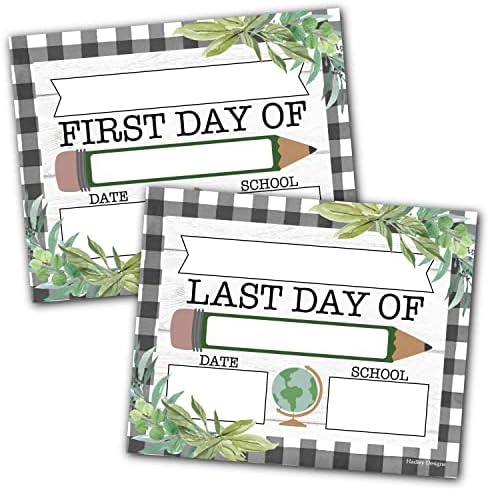 10 Cardstock Farmhouse de volta às placas da escola Primeiro e último dia de placas escolares para crianças Primeiro dia do conselho