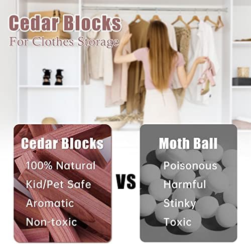 Nihome Cedar Hang ups 12pcs e bloqueios de cedro 20pcs para armazenamento de roupas aromático de madeira de cedro vermelho