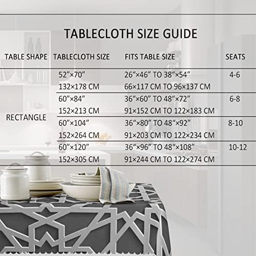 Padrão marroquino Trepa de mesa 60x120 polegadas, roupas de mesa de retângulo para mesas de 8 pés-Roupas de mesa reutilizáveis