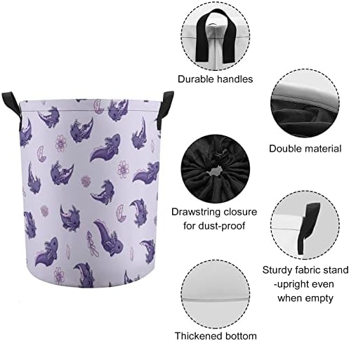 Purple-Axolotl, cesto de lavanderia, Organizador de brinquedos de cesto de armazenamento leve grande, travessa à prova d'água para dormitórios da faculdade