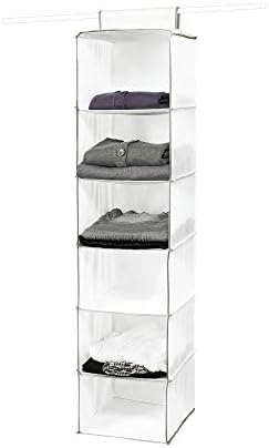 Rack de roupas compactador com 6 níveis, branco