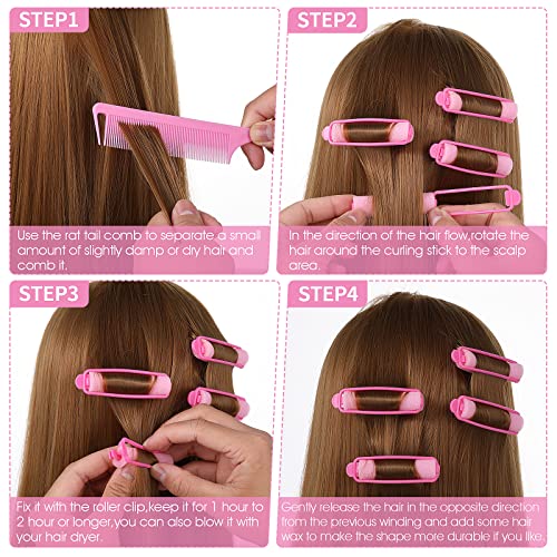 Conjunto de rolos de cabelo de esponja de 29pcs, rolos de cabelos sem calor e gripes para cabelos para cabelos longos para