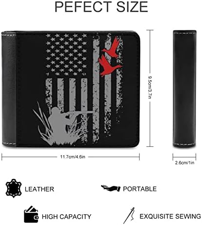 Caça a caça de pato American Flag Bifold Carteira Pocket Pocket Minimalist Leather com clipe de cartão de crédito