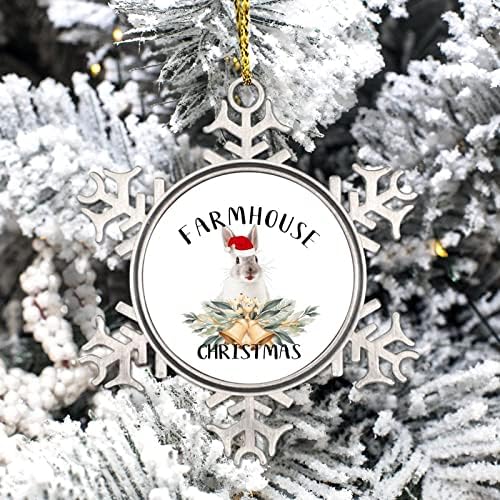 Farmhouse Christmas Christmas Snowflake Ornamentos de metal Deixe negar o ornamento de porcelana de natal de 3 polegadas Chapéus de inverno de inverno Rabbit visco de natal enfeites de Natal a granel para decorações de festas de natal