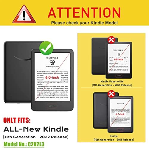 Caso para 6 Kindle 11th Generation 2022 Release, Stand PU PU com alça de mão, Sono/Wake automático, apenas para o