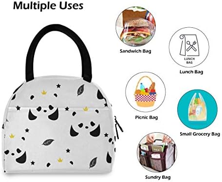 Yyzzh panda princesa em coroa com estrela e folhas em bolsa de lancho de zíper isolada branca refeição refrigeradora preparar