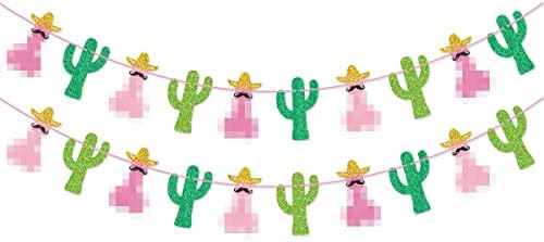 Pink Final Fiesta Banner Garland Cactus Banner para decorações de festa de despedida de solteira mexicana