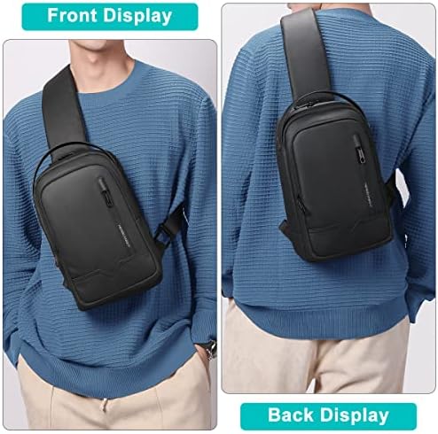 bolsa de estilingue hk para homens e mulheres, saco de crossbody saco de crossbody à prova d'água da bolsa de ombro de ombro de peito ao ar livre, viagens casuais casuais mochila crossbody com porta USB se encaixa no iPad de 11,3 polegadas