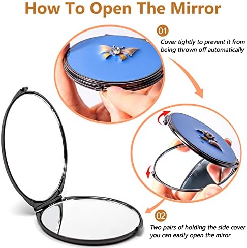 Eyidadae portátil espelho de maquiagem de maquiagem de metal portátil com desenho de desenho animado 3D de desenho animado, espelho