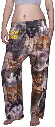 Breve Insanity Kitty Cat Lounge Pijama Calças - macio, respirável, elástico, com bolsos e cintura de cordão