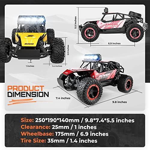 Bezgar TB141 RC CARS-1: Carro de controle remoto de 14 escala, 2WD de alta velocidade 20 km/h All Terrain Toy Electric Off