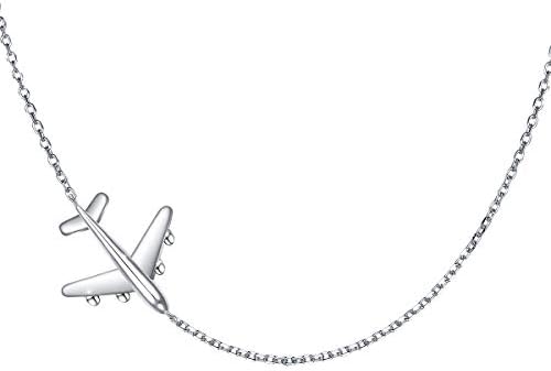 Aeronave Jelwery Conjunto S925 Sterling Silver Airplane Brincagem Ring Brinceling Brincos para mulheres adolescentes, Melhores presentes para comissários de bordo de aeromoça Pilotos do dia das mães presentes